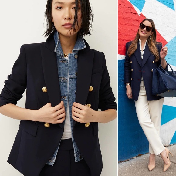 NWT Veronica Beard Miller Dickey Jacket Blazer Navy Blue Gold Buttons Size 2 - Picture 3 of 13